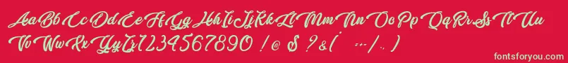 Butterfly Kiss   Personal Use Font – Green Fonts on Red Background