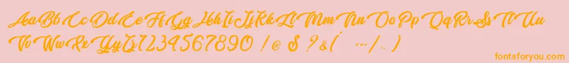 Butterfly Kiss   Personal Use Font – Orange Fonts on Pink Background