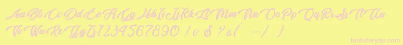 Butterfly Kiss   Personal Use Font – Pink Fonts on Yellow Background