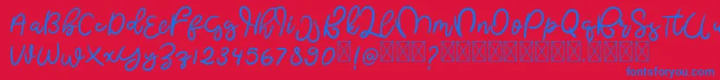 ButterflyFree-Schriftart – Blaue Schriften auf rotem Hintergrund