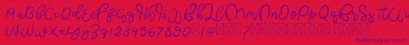 Fonte ButterflyFree – fontes roxas em um fundo vermelho