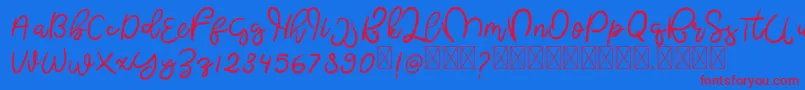 ButterflyFree-Schriftart – Rote Schriften auf blauem Hintergrund