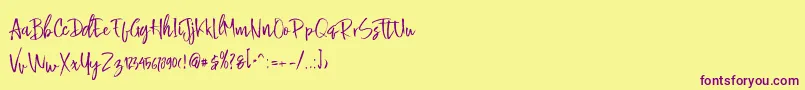 Buttle-Schriftart – Violette Schriften auf gelbem Hintergrund