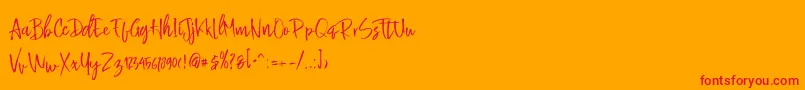 Buttle-Schriftart – Rote Schriften auf orangefarbenem Hintergrund