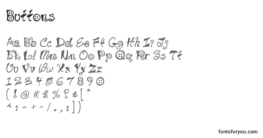 Fuente Buttons (122491) - alfabeto, números, caracteres especiales