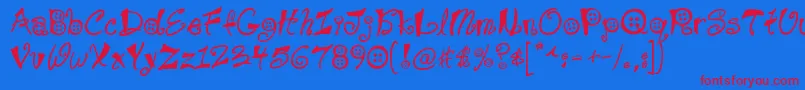 Buttons-Schriftart – Rote Schriften auf blauem Hintergrund
