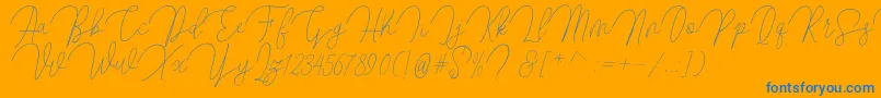 Butty-Schriftart – Blaue Schriften auf orangefarbenem Hintergrund