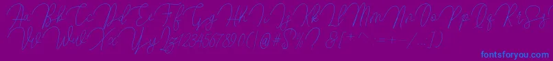 Butty-Schriftart – Blaue Schriften auf violettem Hintergrund