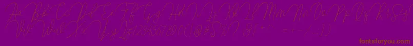 Butty-Schriftart – Braune Schriften auf violettem Hintergrund