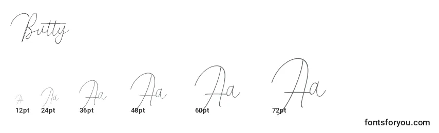 Größen der Schriftart Butty