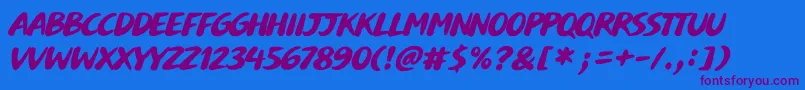 Buvard-Schriftart – Violette Schriften auf blauem Hintergrund