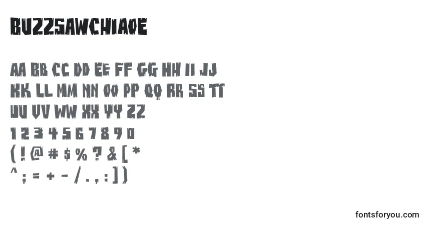 Schriftart BuzzSawChiAOE (122495) – Alphabet, Zahlen, spezielle Symbole