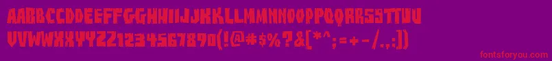 BuzzSawChiAOEフォントについての詳細 フォントBuzzSawChiAOE – 紫の背景に赤い文字