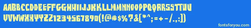 BuzzSawChiAOEフォントについての詳細 フォントBuzzSawChiAOE – 黄色の文字、青い背景