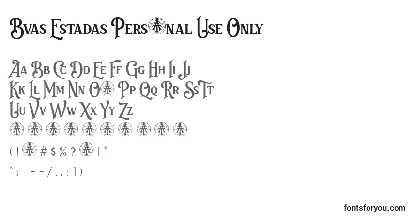 Czcionka Bvas Estadas Personal Use Only – alfabet, cyfry, specjalne znaki