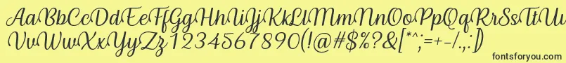 Fonte Byby Font Italic – fontes pretas em um fundo amarelo