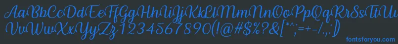 フォントByby Font Italic – 黒い背景に青い文字