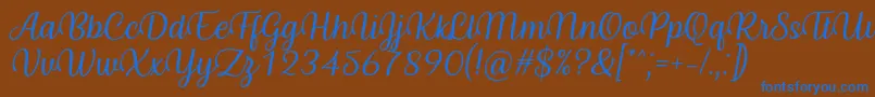 Byby Font Italic Font – Blue Fonts on Brown Background