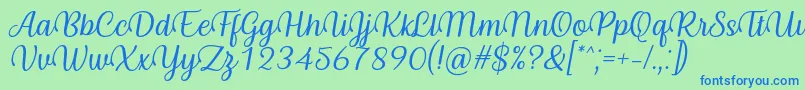 Byby Font Italic Font – Blue Fonts on Green Background