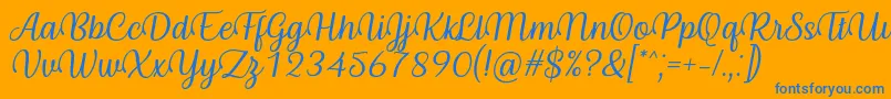 Fonte Byby Font Italic – fontes azuis em um fundo laranja