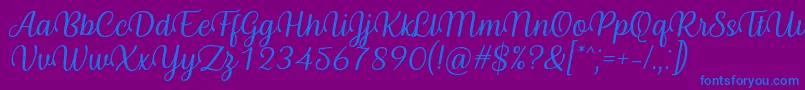 Byby Font Italic Font – Blue Fonts on Purple Background