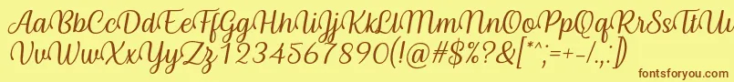 Byby Font Italic Font – Brown Fonts on Yellow Background