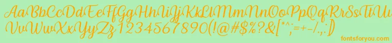 Byby Font Italic Font – Orange Fonts on Green Background