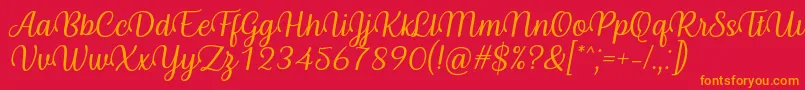 Byby Font Italic Font – Orange Fonts on Red Background