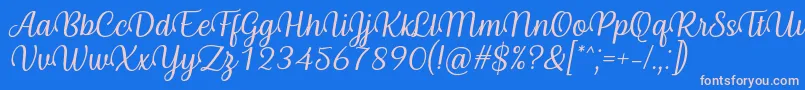 Fonte Byby Font Italic – fontes rosa em um fundo azul