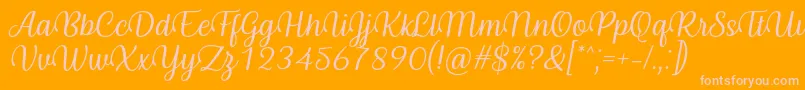 Byby Font Italic-Schriftart – Rosa Schriften auf orangefarbenem Hintergrund