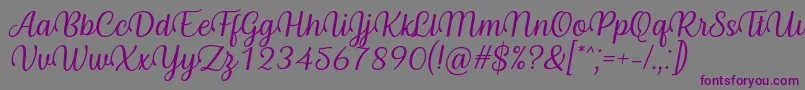 Шрифт Byby Font Italic – фиолетовые шрифты на сером фоне