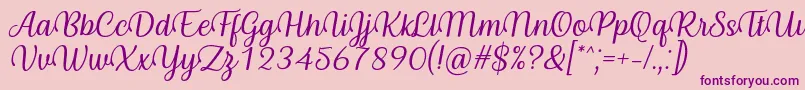 Fonte Byby Font Italic – fontes roxas em um fundo rosa