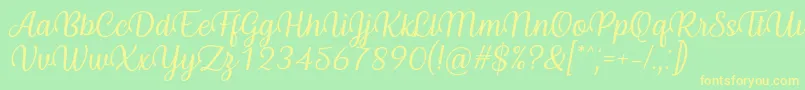 Byby Font Italic-Schriftart – Gelbe Schriften auf grünem Hintergrund