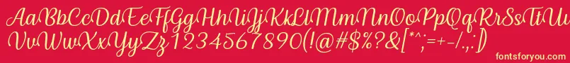 Byby Font Italic Font – Yellow Fonts on Red Background