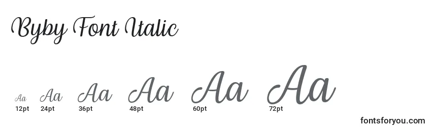 Tamanhos de fonte Byby Font Italic