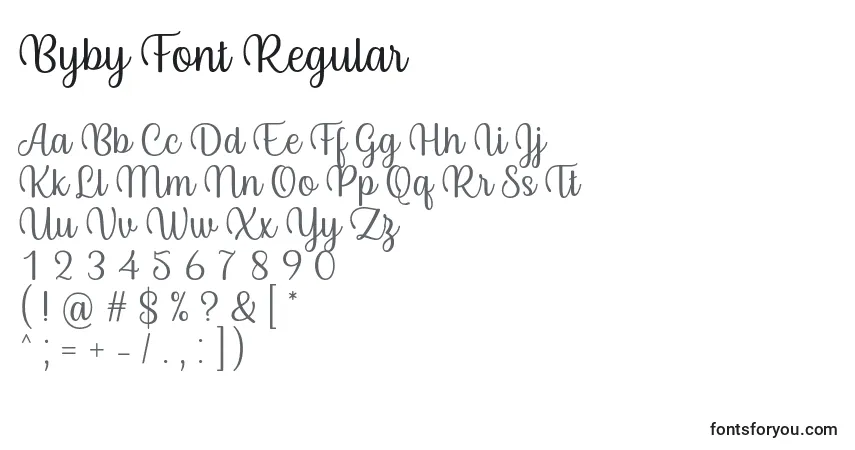 A fonte Byby Font Regular – alfabeto, números, caracteres especiais
