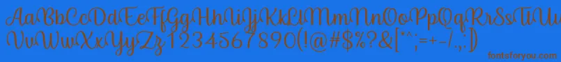 Byby Font Regular-Schriftart – Braune Schriften auf blauem Hintergrund