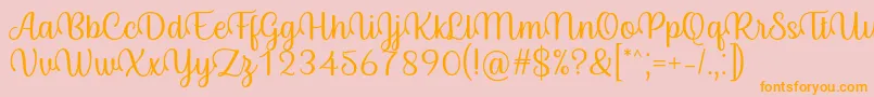 フォントByby Font Regular – オレンジの文字がピンクの背景にあります。