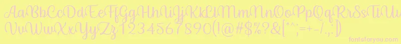 Byby Font Regular-Schriftart – Rosa Schriften auf gelbem Hintergrund