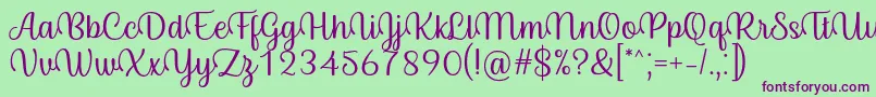 Fonte Byby Font Regular – fontes roxas em um fundo verde