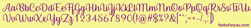 Fonte Byby Font Regular – fontes roxas em um fundo amarelo