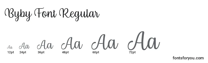 Размеры шрифта Byby Font Regular