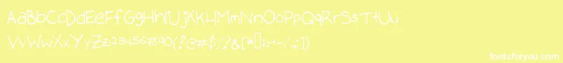 Stephanieee-Schriftart – Weiße Schriften auf gelbem Hintergrund