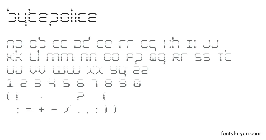 Fuente Bytepolice (122502) - alfabeto, números, caracteres especiales