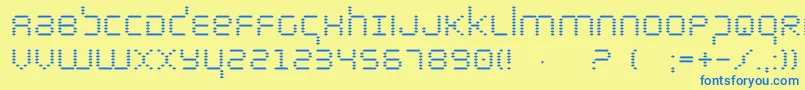 フォントbytepolice – 青い文字が黄色の背景にあります。