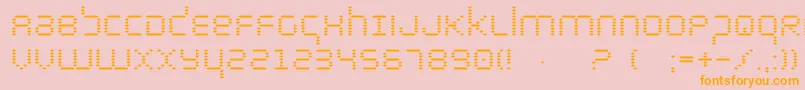 bytepolice-fontti – oranssit fontit vaaleanpunaisella taustalla