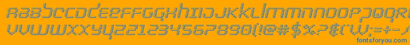 bytepolice3dital-Schriftart – Blaue Schriften auf orangefarbenem Hintergrund