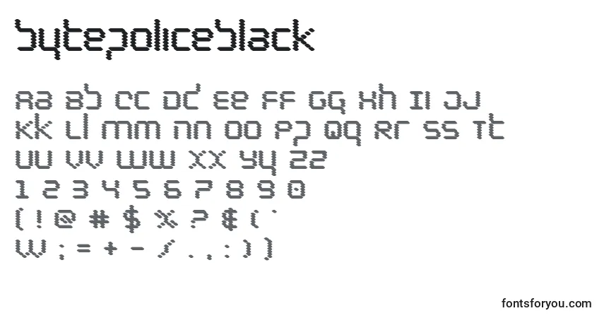 Schriftart Bytepoliceblack – Alphabet, Zahlen, spezielle Symbole