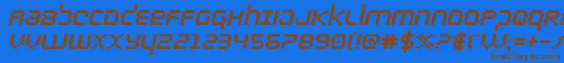 bytepoliceblackital-Schriftart – Braune Schriften auf blauem Hintergrund