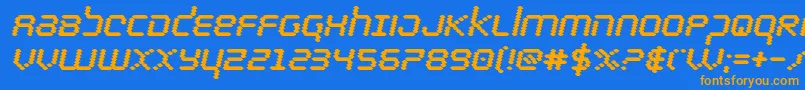 bytepoliceblackital Font – Orange Fonts on Blue Background